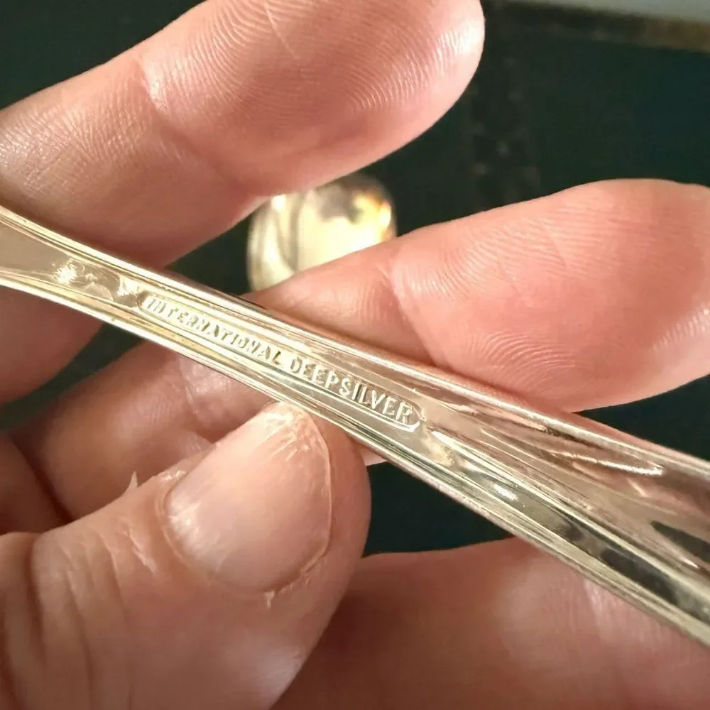 Deep Silver International Silver Happy Anniversary 1960 Serving Spoon And Fork